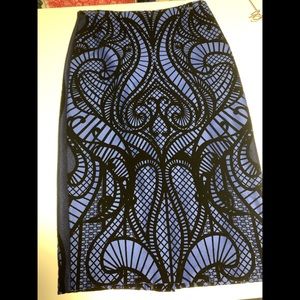 Flocked Patterned Pencil Skirt